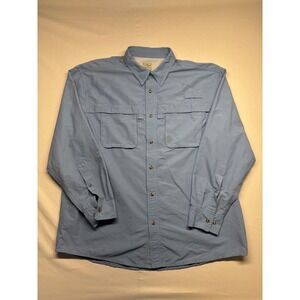 LL Bean Mens Long Sleeve Button Down Shirt Blue Pockets XL Regular